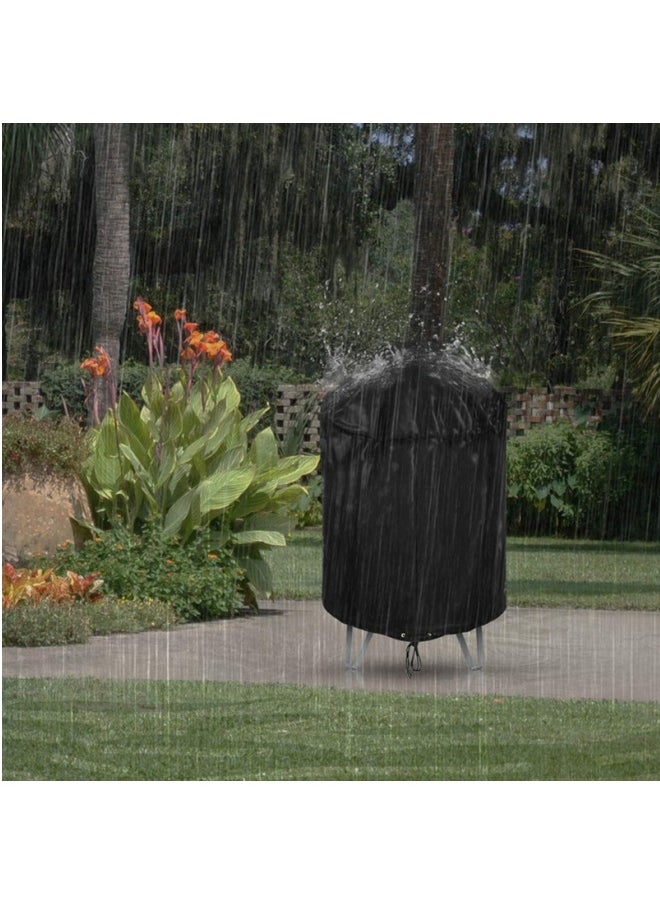Generic - 210D Round BBQ Outdoor Fire Pit Stove Cover, Grill Cover, Fire Pot Cover, Grill Cover, Oxford Cloth Dust Cover, Black 70x70cm - Image 1