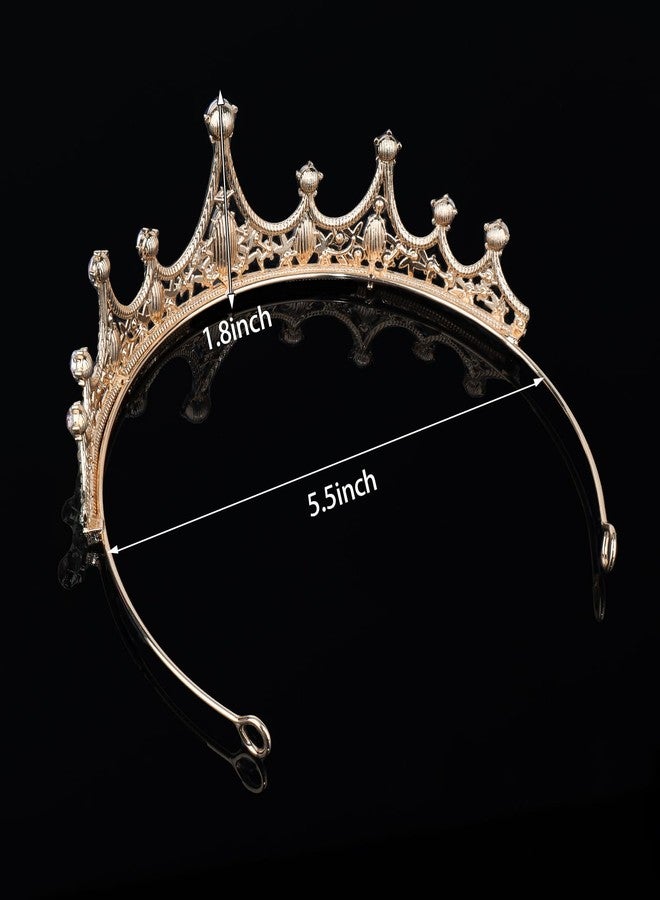 Amariver Gold Wedding Crown Crystal Tiara for Women Queen Crowns Princess Headband Pink Rhinestones Tiaras for Bride Sparkle Hair Accessories for Birthday Prom Pageant Party - Image 2