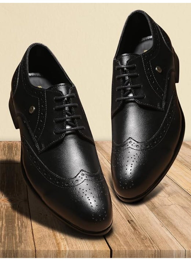 Liberty Fortune BELGIUM01E Men’s Formal Oxford Shoes - Black, - Synthetic Leather Lace-Up with Cushioned Footbed - Stylish Wedding and Office Footwear - Comfortable and Lightweight - Image 4