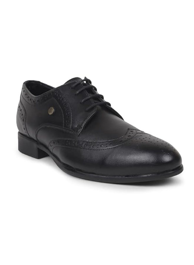 Liberty Fortune BELGIUM01E Men’s Formal Oxford Shoes - Black, - Synthetic Leather Lace-Up with Cushioned Footbed - Stylish Wedding and Office Footwear - Comfortable and Lightweight - Image 1