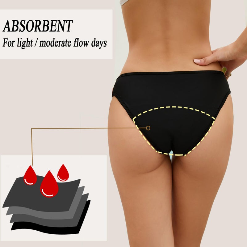 SherryDC Women's Period Swimwear Bikini Bottoms-Menstrual Leakproof Swimsuit Bottoms Briefs for Teen Girl Black - Image 4