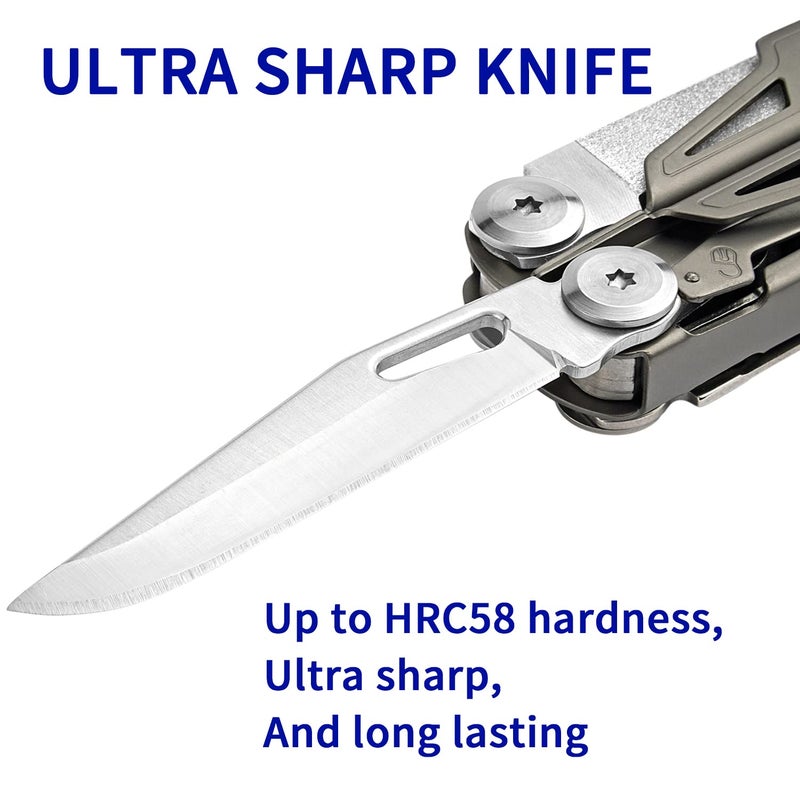 ROCKTOL أداة متعددة ROCKTOL، 19 في 1 كماشة متعددة الوظائف مع مقبض مطلي بالتيتانيوم، قفل أمان، أداة EDC خفيفة الوزن وحقيبة نايلون للرجال، البقاء في الهواء الطلق، المشي، التخييم - Image 2