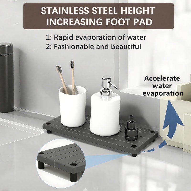 Lyxel Quick Dry Sink Caddy Kitchen Sink Organizer, Water Absorbing Stone Tray for Sink, Stone Drying Tray, Diatomite Faucet Mat & Protector, Dispenser Sponge Holder, Stone Soap Tray for Bathroom Counter - Image 3