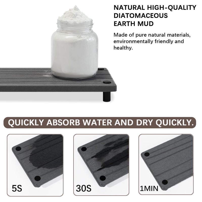 Lyxel Quick Dry Sink Caddy Kitchen Sink Organizer, Water Absorbing Stone Tray for Sink, Stone Drying Tray, Diatomite Faucet Mat & Protector, Dispenser Sponge Holder, Stone Soap Tray for Bathroom Counter - Image 2