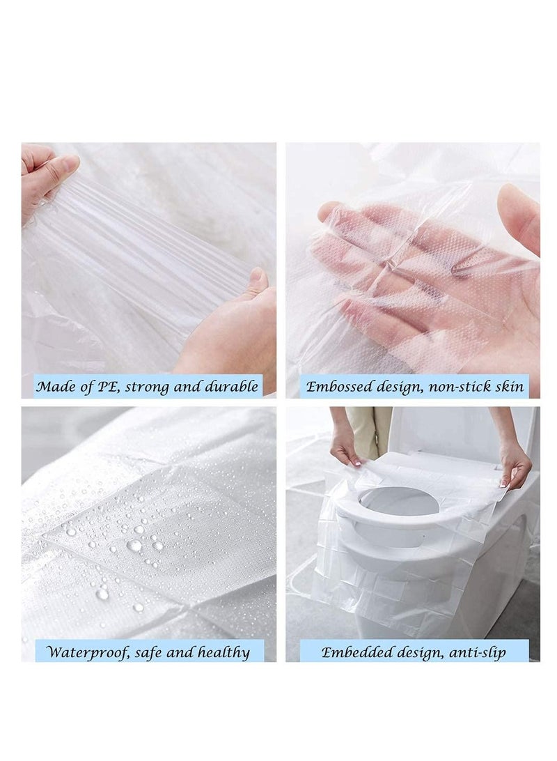 Excefore 50 Pack Disposable Plastic Toilet Seat Cover Waterproof and Non Slip Individually Wrapped for Travel Perfect for Potty Training  - Image 2