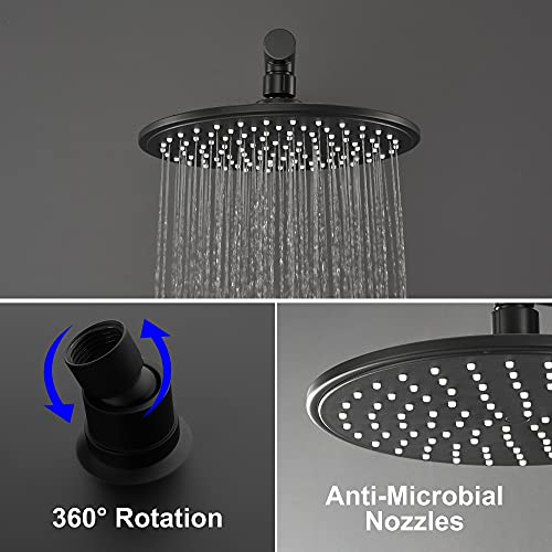 SHAMANDA Shower Faucet Set, Wall Mounted Shower System with High Pressure 9" Rain Shower head and 5-Setting Handheld Shower Head(Pressure Balance Round-In Valve and Trim Included), Matte Black, L01-7 - Image 5