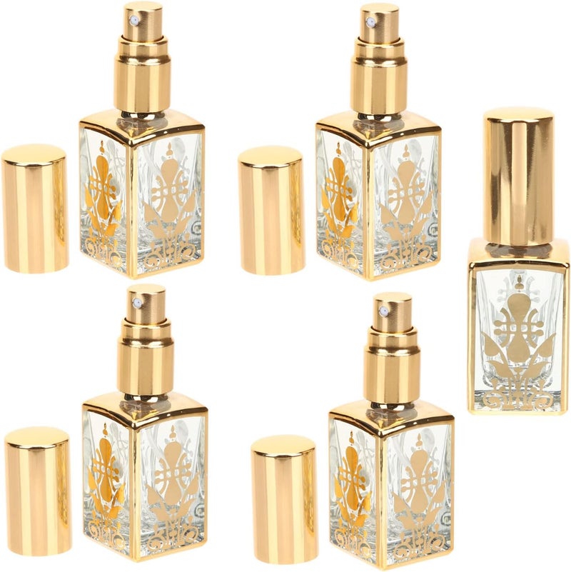 ULTECHNOVO 5pcs Vintage Glass Perfume Bottles Refillable Travel Spray Holders for Fragrance Miniature for Personal Use for - Image 1