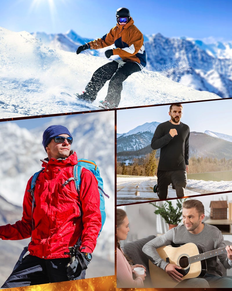 Roadbox Men's Thermal Compression Shirts, Long Sleeve Fleece Lined Undershirt, Cold Weather Workout Athletic Base Layer Top White - Image 5