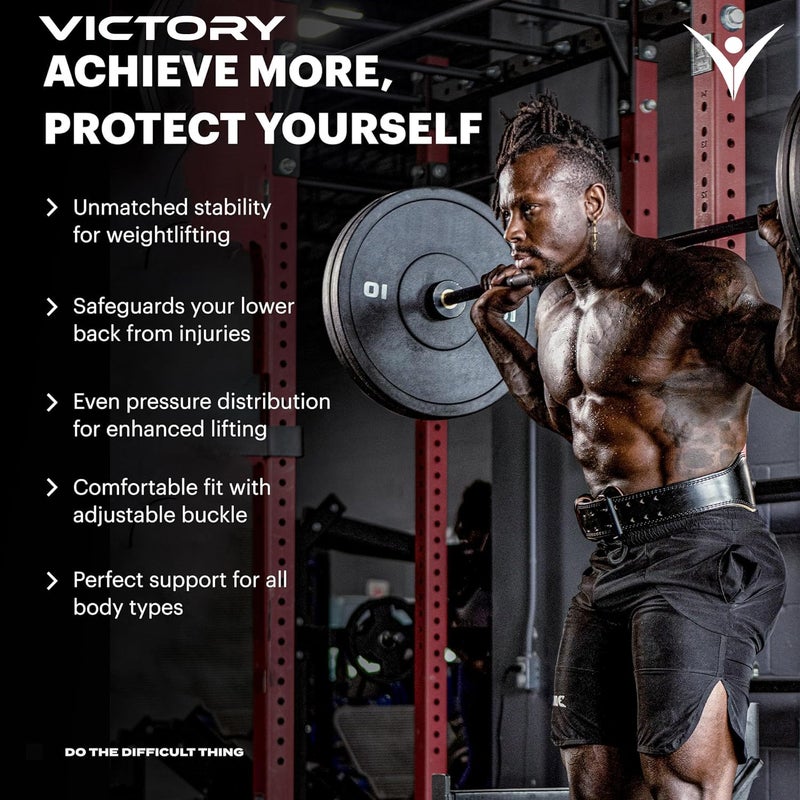 Victory Genuine Leather Weight Lifting Gym Belt Back Support Power Lifting Belt for Men and Women | Unisex | Adjustable Buckle | (XL (34" - 38") Inch) - Image 4
