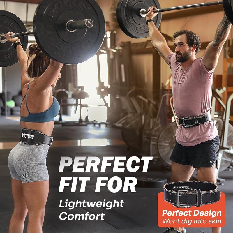 Victory Genuine Leather Weight Lifting Gym Belt Back Support Power Lifting Belt for Men and Women | Unisex | Adjustable Buckle | (XL (34" - 38") Inch) - Image 2