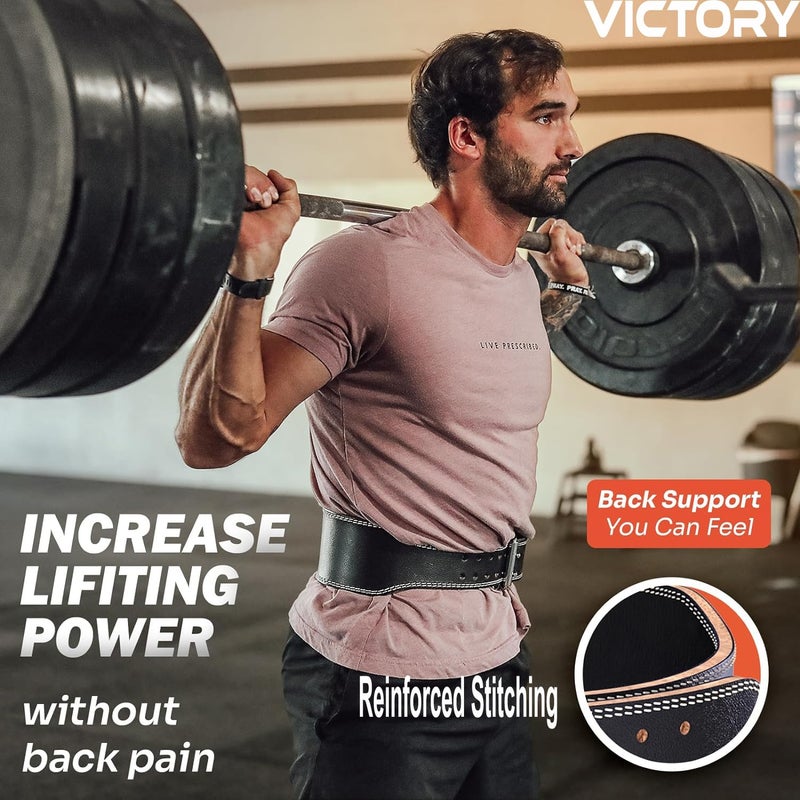 Victory Genuine Leather Weight Lifting Gym Belt Back Support Power Lifting Belt for Men and Women | Unisex | Adjustable Buckle | (XL (34" - 38") Inch) - Image 5