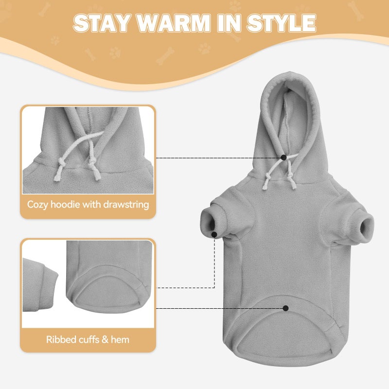 Waoduld Dog Sweaters for Large Dogs,Extra-Large Dog Hoodie,Warm Fleece Sweatshirt with Hood & Pocket,Leash Hole,Cozy Cold Weather Pet Clothes Sweater Hoodie for Large Dogs(Grey,XXL) - Image 5