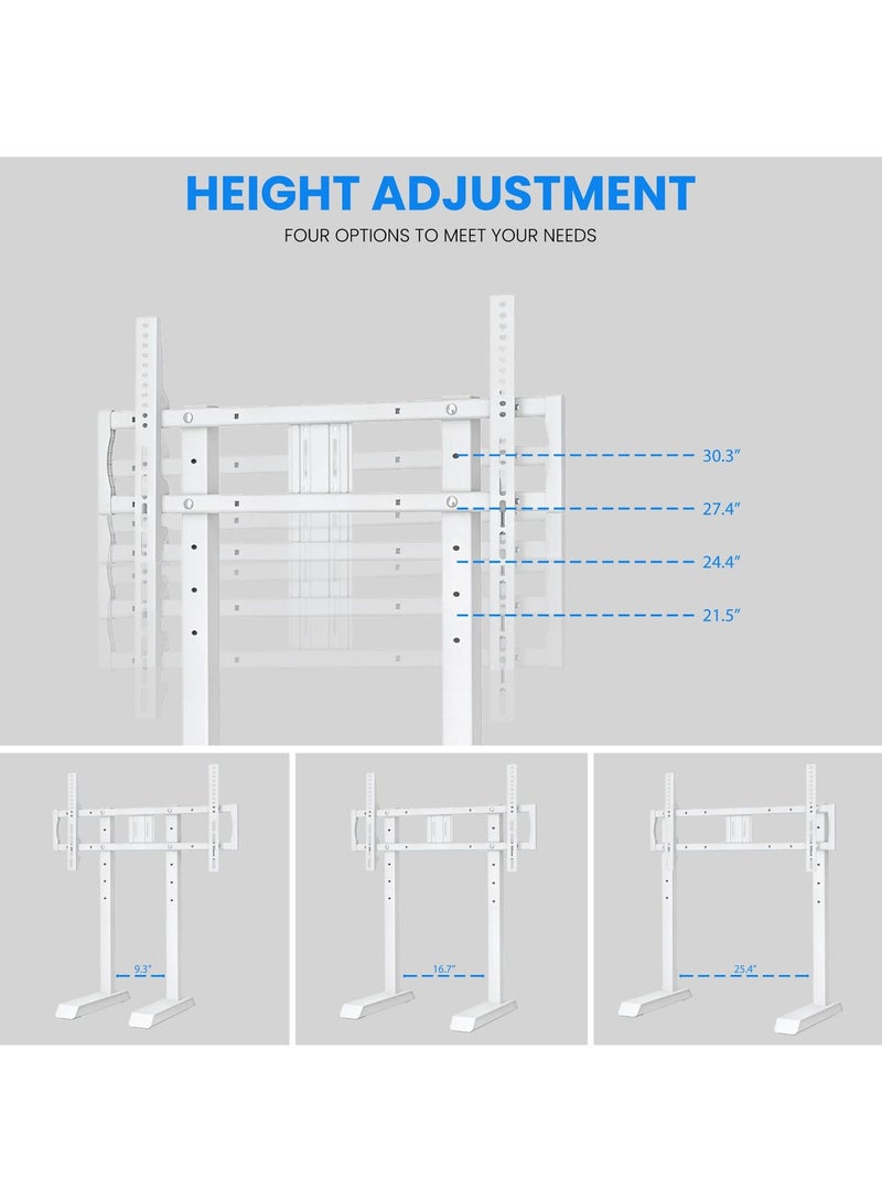 ارفايفر ستاند تلفزيون للتثبيت على طاولة مع أرجل قابلة للتعديل في الارتفاع، قاعدة لتلفزيون مع إدارة للكابلات، يناسب أجهزة التلفزيون من 55 إلى 90 بوصة (مسطحة أو منحنية)، أرجل تلفزيون فولاذية تتحمل حتى 150 رطل، يدعم VESA حتى 800x400 مم، أبيض - UT7001WHT - Image 5