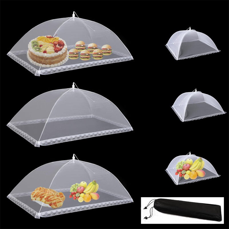 Fanghome Mesh Food Covers for Outdoors1 Pack 40X24 Extra Large Food Net  5 Pack 17X17 Large Pop Up Mesh Food Tent Umbrella Food Covers for Outside Picnic Party BBQ Supplies