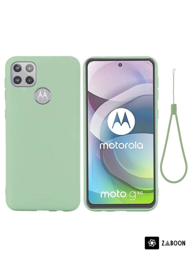 زبون جراب حماية لهاتف موتورولا موتو جي 5G، مصنوع من السيليكون السائل بلون موحد، مقاوم للصدمات، يوفر تغطية كاملة. - Image 1