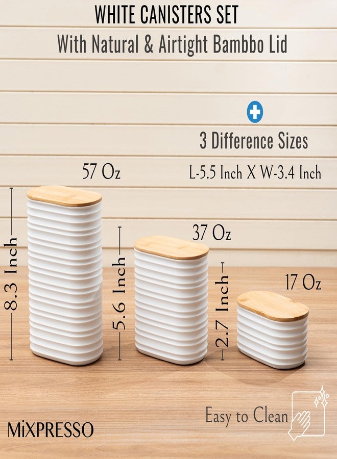 Mixpresso 3 Pcs White Canisters Sets for the Kitchen, Coffee Containers - Image 2