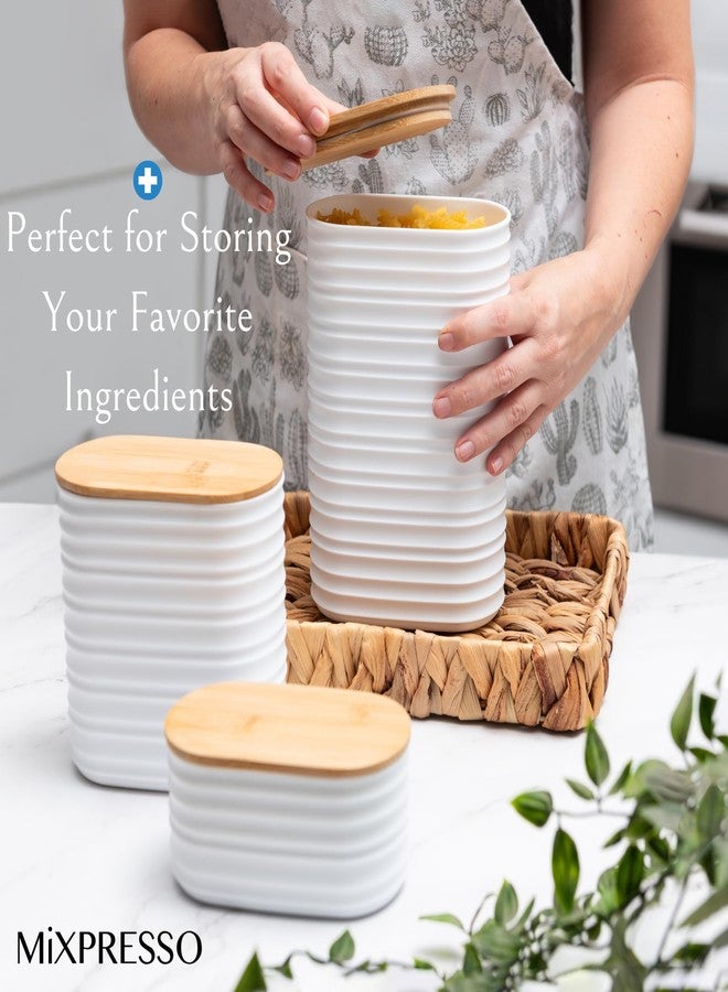 Mixpresso 3 Pcs White Canisters Sets for the Kitchen, Coffee Containers - Image 5