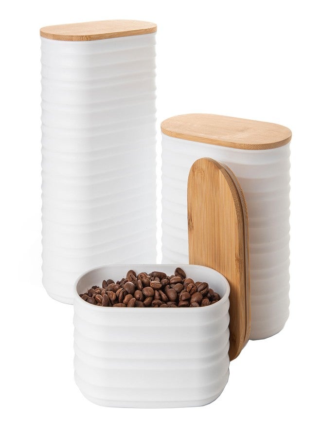 Mixpresso 3 Pcs White Canisters Sets for the Kitchen, Coffee Containers - Image 1