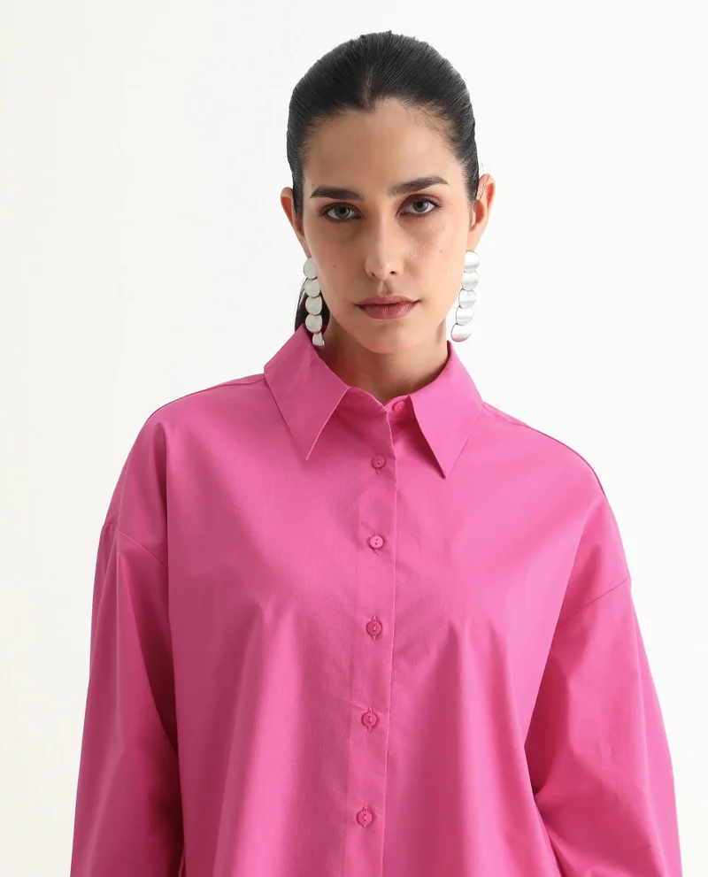 Rareism Women's Solid Boxy Shirt