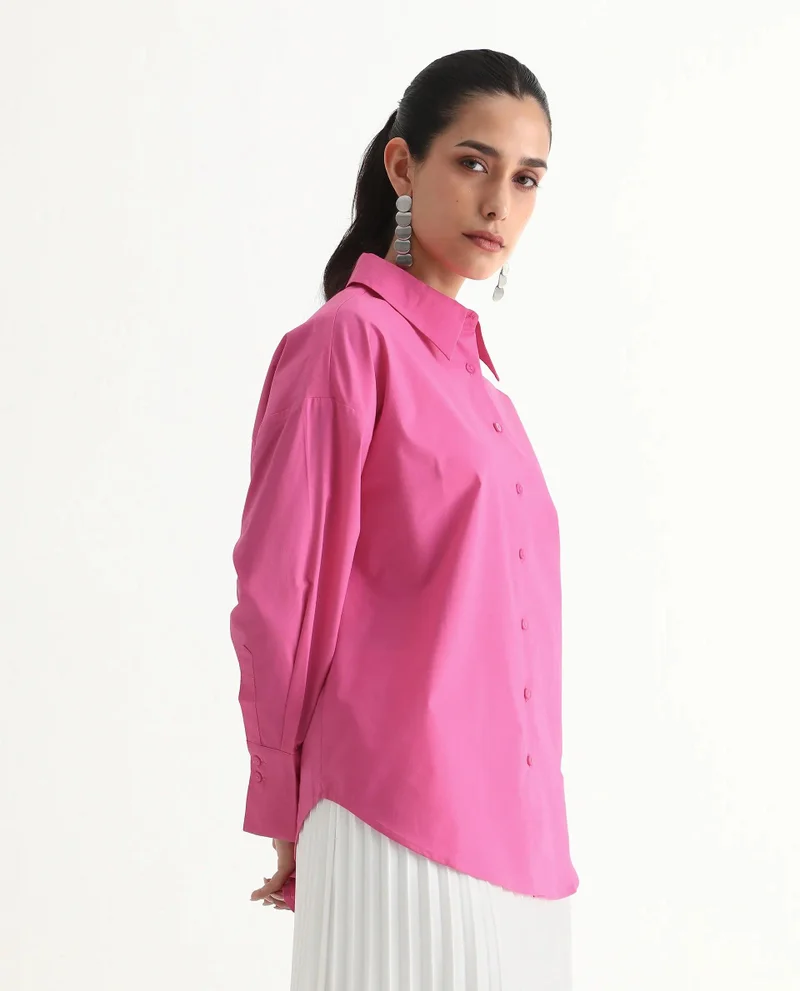 Rareism Women's Solid Boxy Shirt