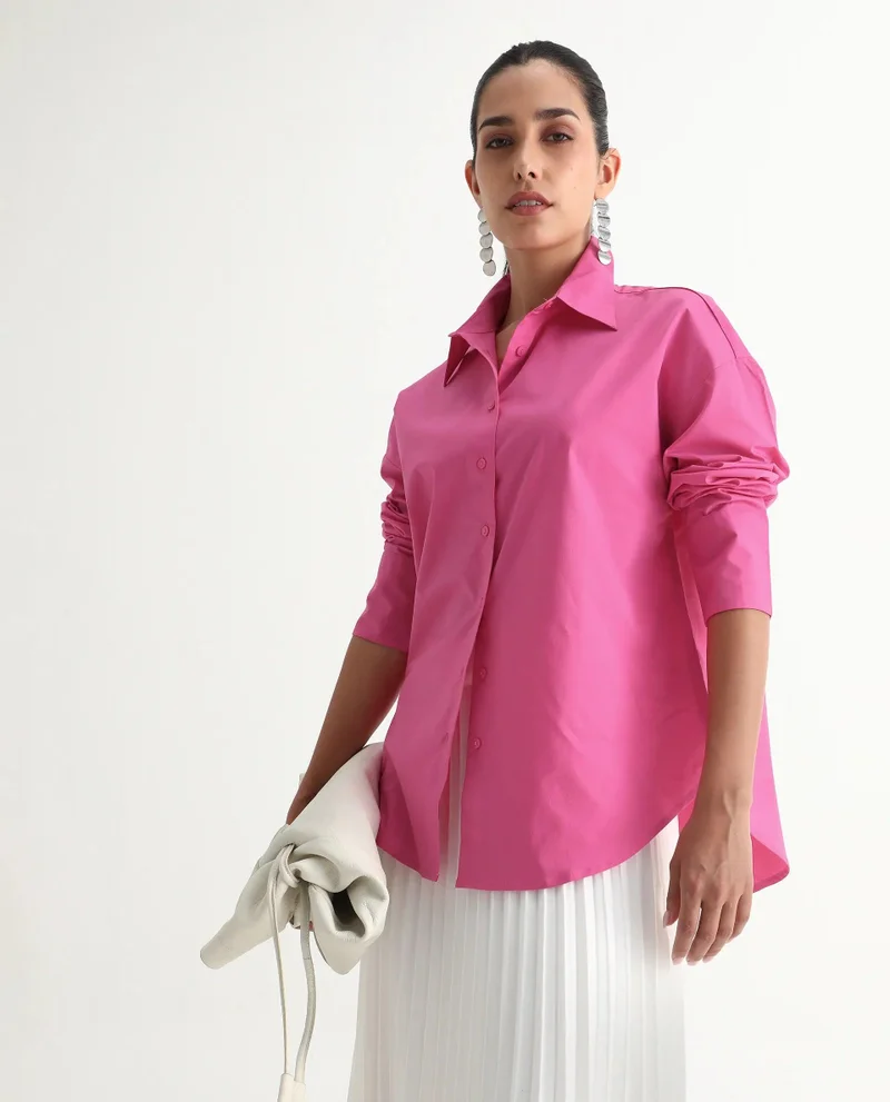 Rareism Women's Solid Boxy Shirt