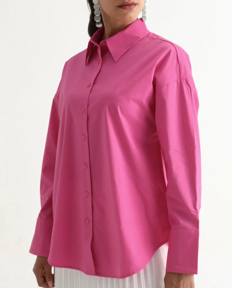 Rareism Women's Solid Boxy Shirt