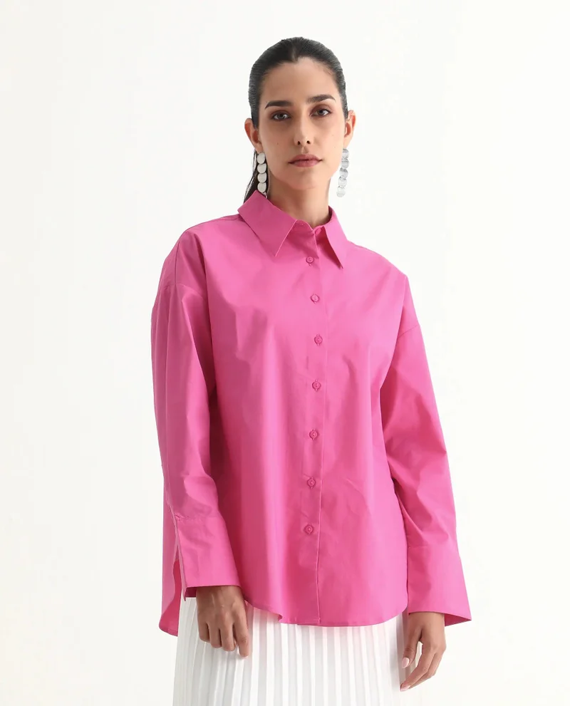 Rareism Women's Solid Boxy Shirt