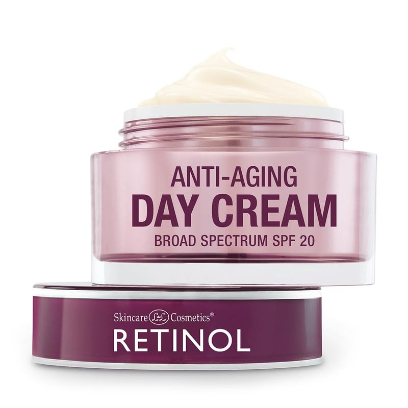 RETINOL كريم نهاري بالريتينول واسع الطيف SPF 20 يحمي من الآثار الضارة لأشعة UVA و UVB كريم فاخر يرطب ويقلل من مظهر الخطوط الدقيقة يوفر الحماية من التعرض اليومي للشمس