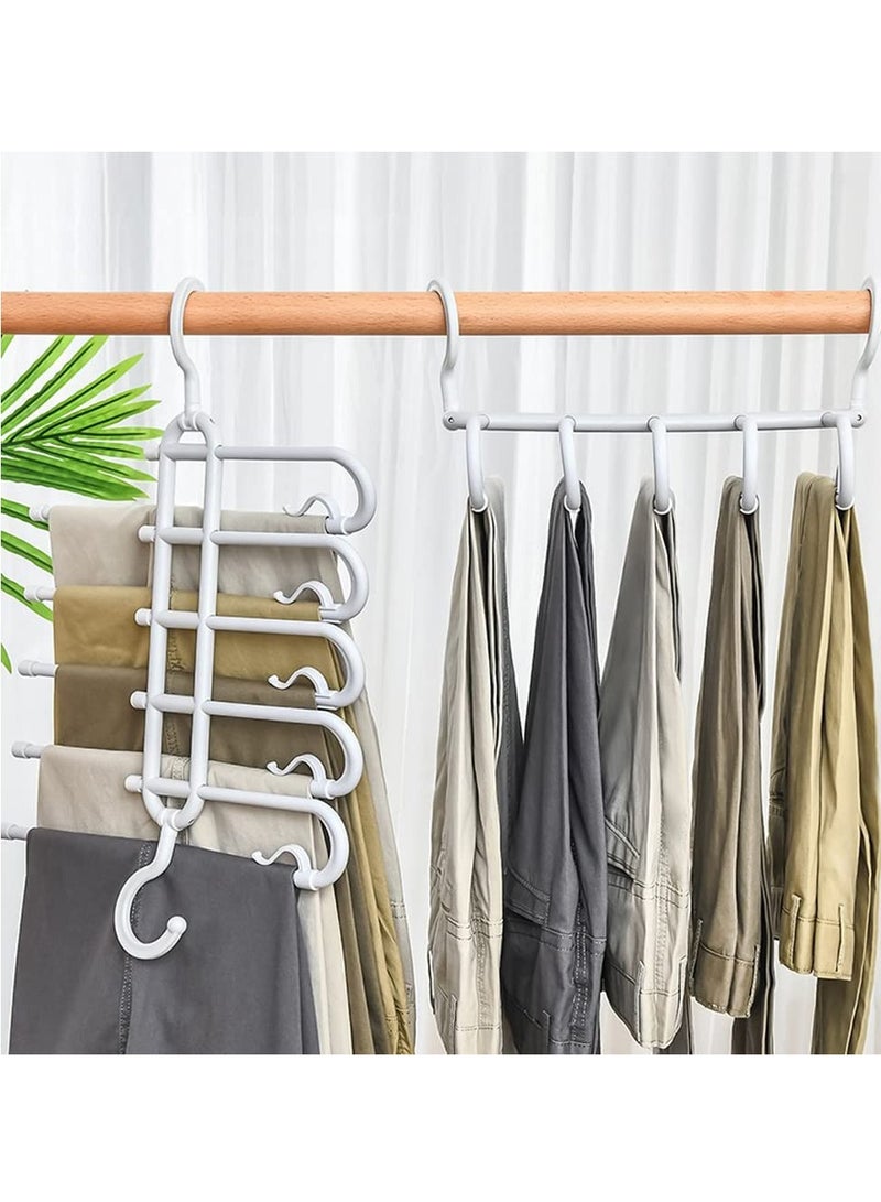 Excefore Trouser Hangers Space Saving, 2 Pcs Multifunctional Pants Hanging Organizer Rack, Non Slip Stainless Steel Multi-Functional Rack, Closet Organizer for Pants Jeans Clothes Scarf  - Image 1