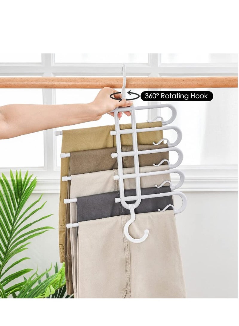 Excefore Trouser Hangers Space Saving, 2 Pcs Multifunctional Pants Hanging Organizer Rack, Non Slip Stainless Steel Multi-Functional Rack, Closet Organizer for Pants Jeans Clothes Scarf  - Image 4