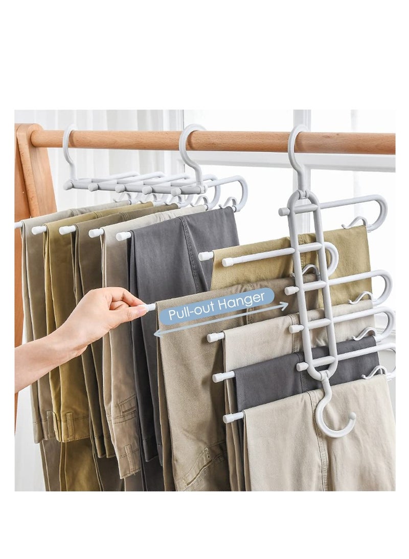 Excefore Trouser Hangers Space Saving, 2 Pcs Multifunctional Pants Hanging Organizer Rack, Non Slip Stainless Steel Multi-Functional Rack, Closet Organizer for Pants Jeans Clothes Scarf  - Image 2