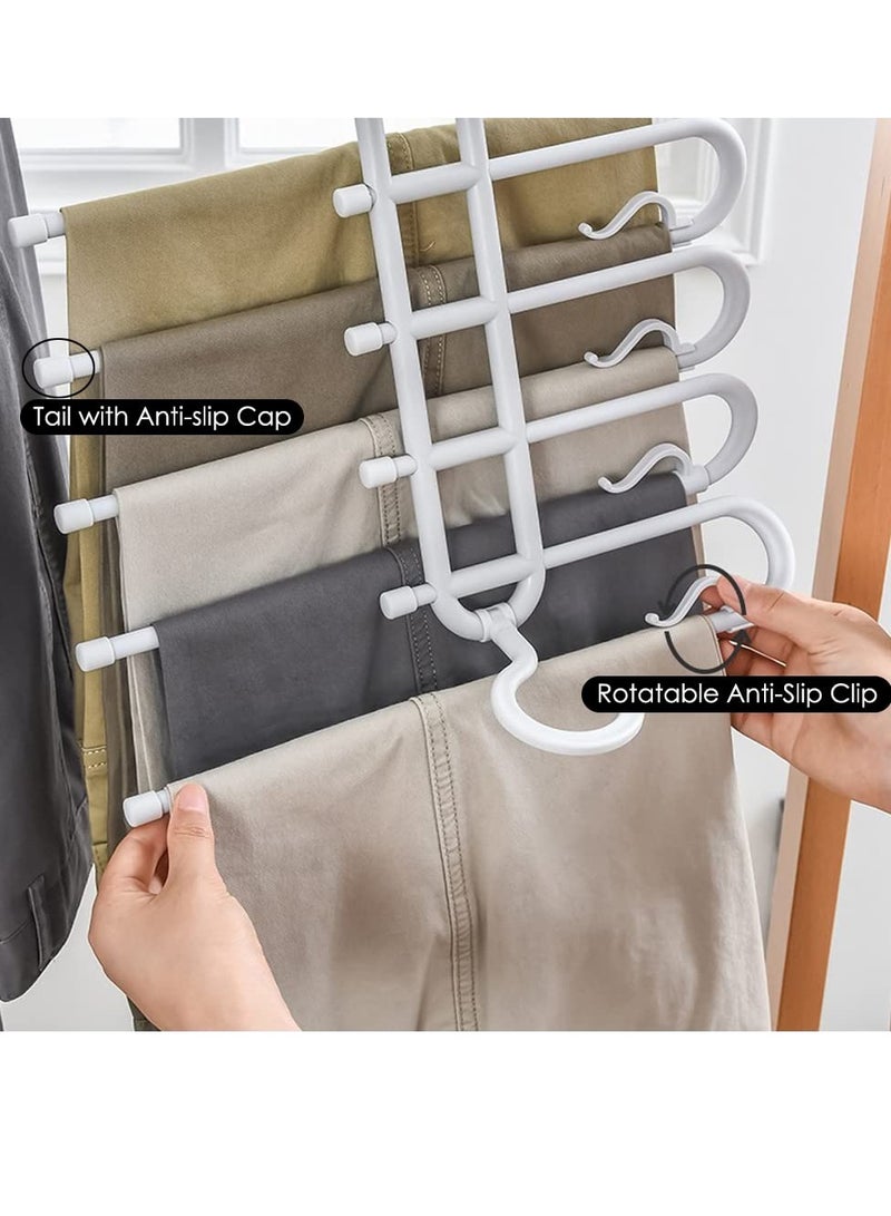 Excefore Trouser Hangers Space Saving, 2 Pcs Multifunctional Pants Hanging Organizer Rack, Non Slip Stainless Steel Multi-Functional Rack, Closet Organizer for Pants Jeans Clothes Scarf  - Image 3