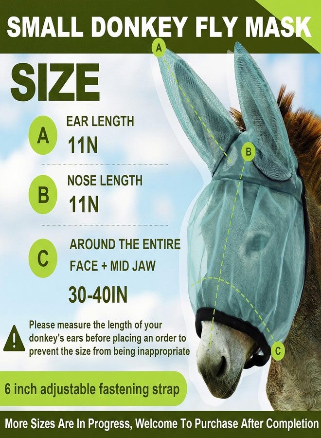Yeyeplum Mini Donkey Fly Mask with Ears Protection Breathable Mule Fly Mask with Long Ears Protection from Insects and Bugs Soft Mesh with Adjustable Fastener Easy to Get on and Off(Lake Blue) - Image 2