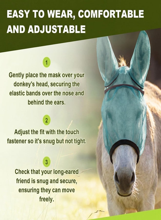 Yeyeplum Mini Donkey Fly Mask with Ears Protection Breathable Mule Fly Mask with Long Ears Protection from Insects and Bugs Soft Mesh with Adjustable Fastener Easy to Get on and Off(Lake Blue) - Image 5