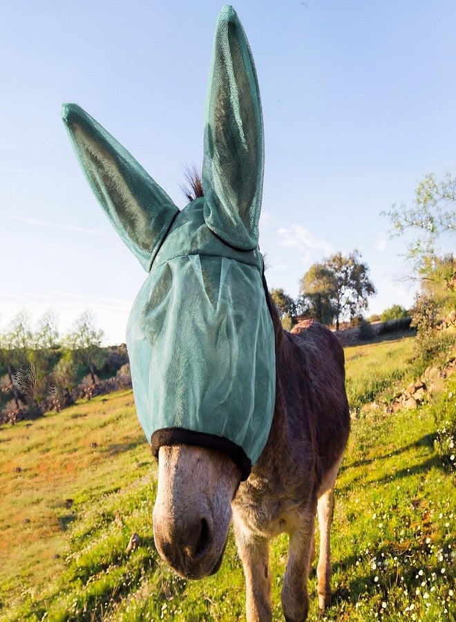 Yeyeplum Mini Donkey Fly Mask with Ears Protection Breathable Mule Fly Mask with Long Ears Protection from Insects and Bugs Soft Mesh with Adjustable Fastener Easy to Get on and Off(Lake Blue) - Image 1