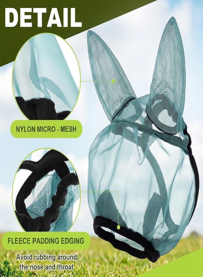 Yeyeplum Mini Donkey Fly Mask with Ears Protection Breathable Mule Fly Mask with Long Ears Protection from Insects and Bugs Soft Mesh with Adjustable Fastener Easy to Get on and Off(Lake Blue) - Image 3