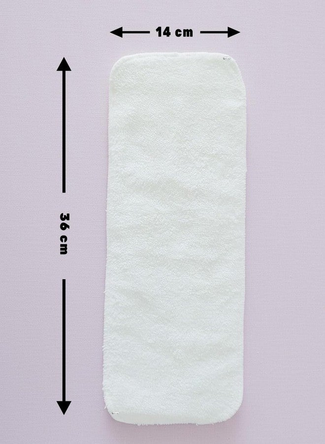 Rachna 4 Layer Reusable Bamboo Cotton Diaper Inserts for Babies | Extra Soft Quick Absorbing Hypoallergenic Liner Pad Sets for Nappies – Pack of 6 - White - 36 x 14 cm - Image 2