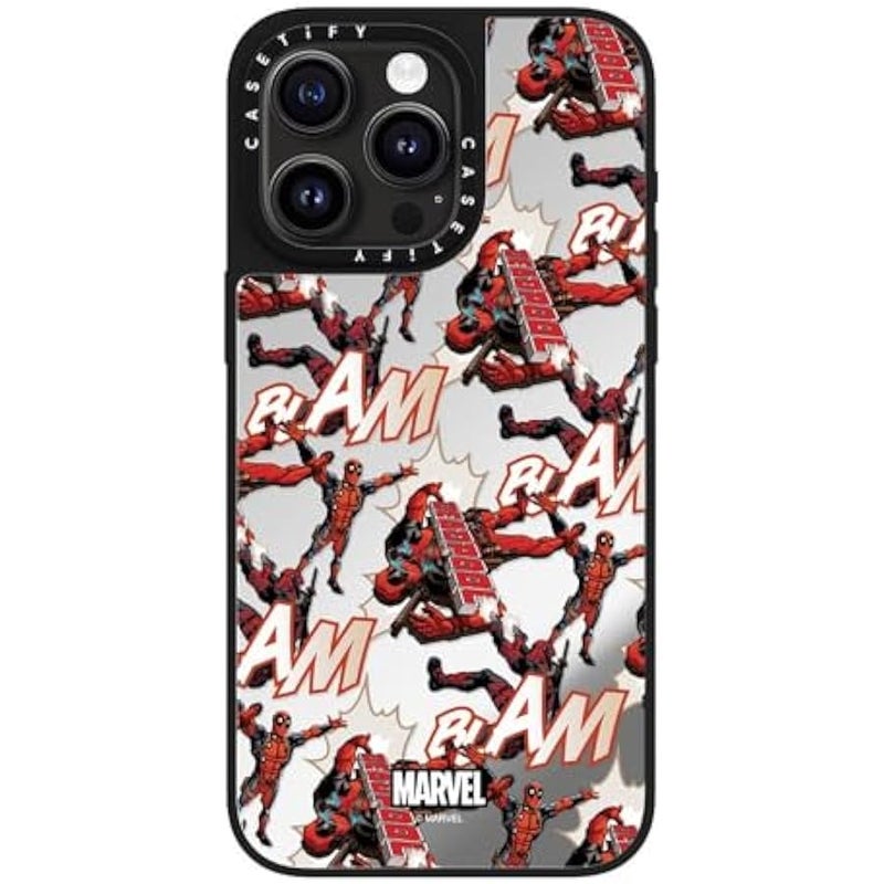 كاستيفي كاسيتي حافظة ميرور ايفون 15 برو ماكس 【ديدبول وولفيرين كو-لاب / حماية من السقوط بطول 5 أقدام/ماج سيف】 - حافظة بنمط ديدبول - فضي على اسود - Image 4