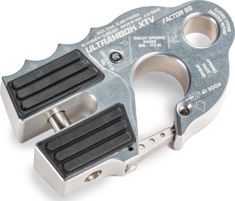 Factor 55 Ultrahook XTV Closed System Shackle Mount Max Rated Load 10000 Pounds and Breaking Strength 21000 Pounds  Silver