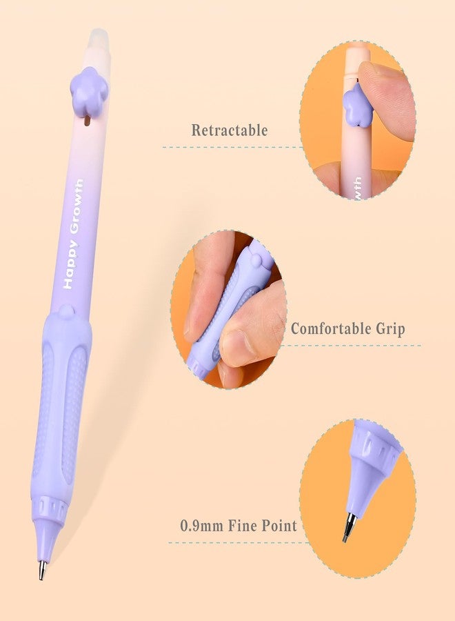 Temiary Cute Mechanical Pencil Set with Case, 6 Pcs Medium Point 0.9 mm Pencils with 2 Tubes HB Lead Refills, 4 Pcs Erasers for School Supplies Student Writing, Drafting Sketching (Pastel) - Image 3