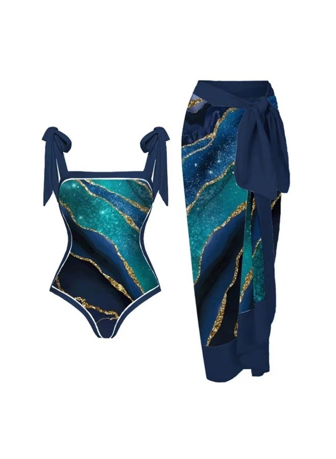 Loquat 2024 European And American Swimsuit Women's One-piece Apron Sunscreen Suit Bikini-Color:And Color Cast 2- - Image 2