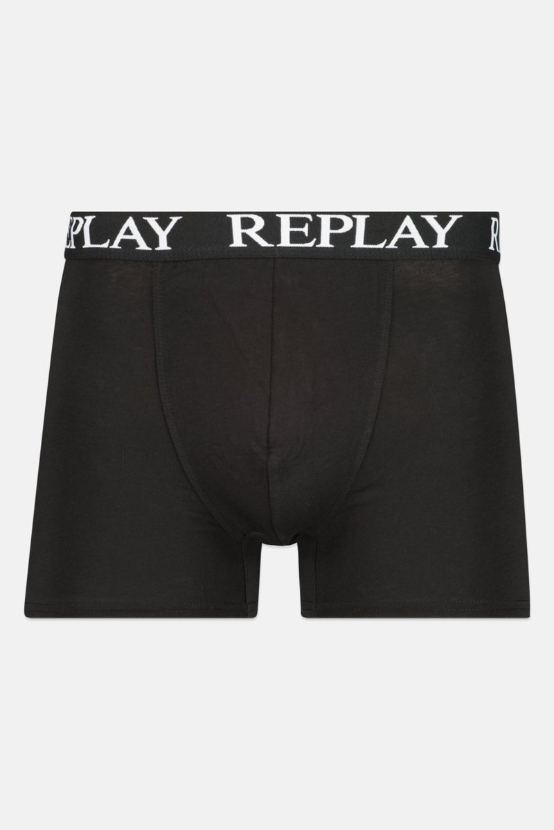 Replay Men 2 Pack Brand Logo Boxer Brief, Black/Blue  - Image 4
