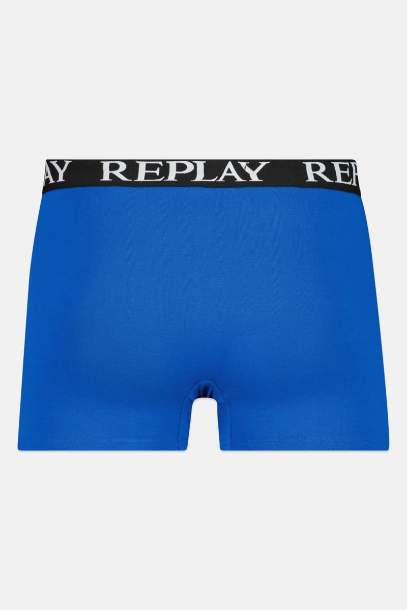 Replay Men 2 Pack Brand Logo Boxer Brief, Black/Blue  - Image 3