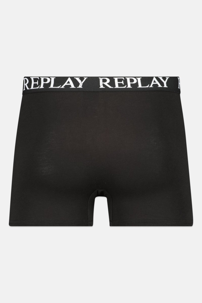 Replay Men 2 Pack Brand Logo Boxer Brief, Black/Blue  - Image 2