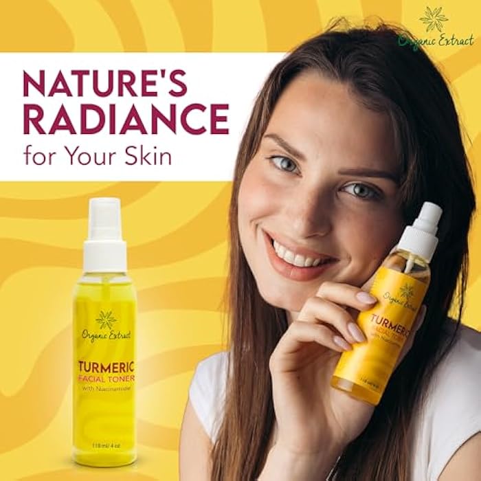 ORGANIC EXTRACT Turmeric Facial freshener - 4 fl oz / 118 ml - Skin Brightening Face freshener, Gently Removes Impurities - Skin Balancing & Pore-Reducing Toner - Hydrating Toner with Niacinamide - Image 5