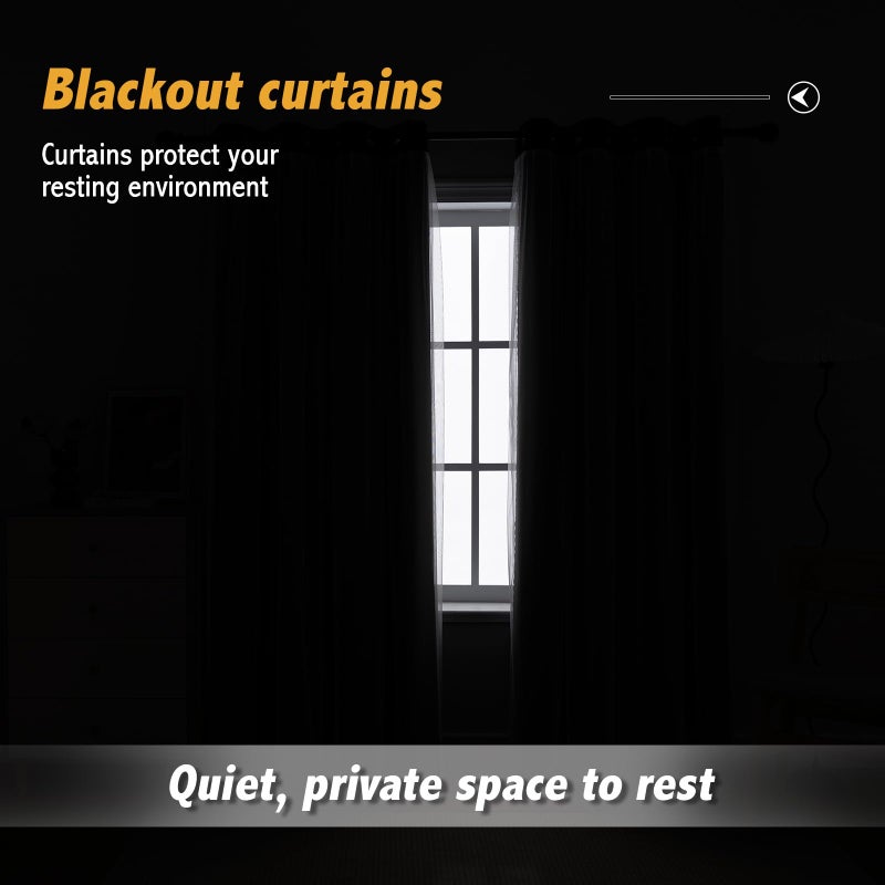 Anytime Home Curtains Blackout and Sheer Layered Solid Window Curtain Panel Pair with Grommet Top, 52Wx63L,Black - Image 4