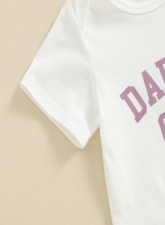 DNOMAID YZARC Daddy's Girl Baby Clothes Newborn Short Sleeve Romper Ribbed Shorts Headband Sets 3Pcs Infant Summer Outfits (Purple, 3-6 Months) - Image 5