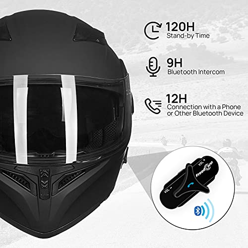 ILM Bluetooth Motorcycle Helmet Modular Flip up Full Face Dual Visor 6 Riders Group Intercom Mp3 FM Radio DOT Model 902BT PRO(Matte Black,Medium) - Image 5
