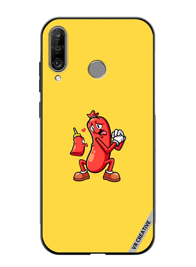 VR CREATIVE Protective Case Cover For Huawei P30 Lite Ketchup Love Sausagel Design Multicolour - Image 1