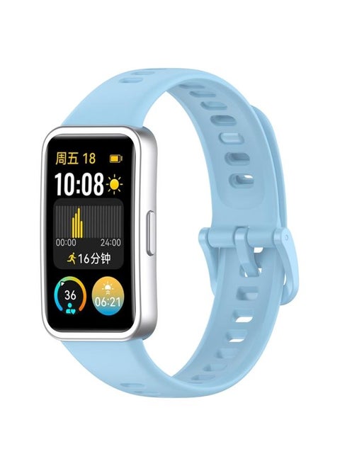 For Huawei Band 9 / 9 NFC / 8 / 8 NFC Nail Button Glossy Silicone Watch Band Light Blue